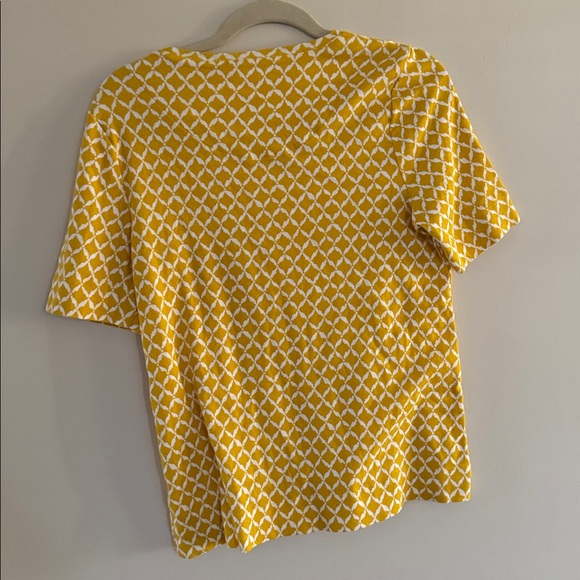 Chico's Yellow and White Patterned Short Sleeve Top - Picture 3 of 3